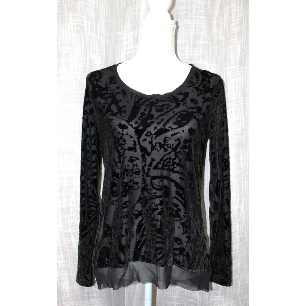 Simply Vera womens Vintage Celestial Whimsy/Witchy Black velvet burnout shirt M
